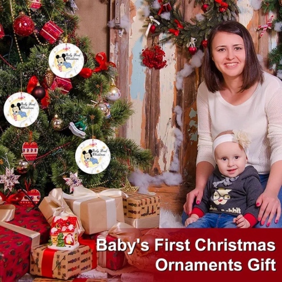 3 Pieces Baby's First Christmas Ornaments, Mickey Mouse Baby Xmas Tree Ornaments - Picture 10 of 11